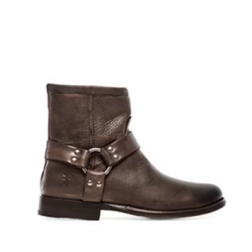 Frye Brown Leather Harness Ankle Boots